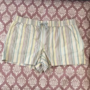 Ann Taylor Loft multicolored striped shorts sz M drawstring waist